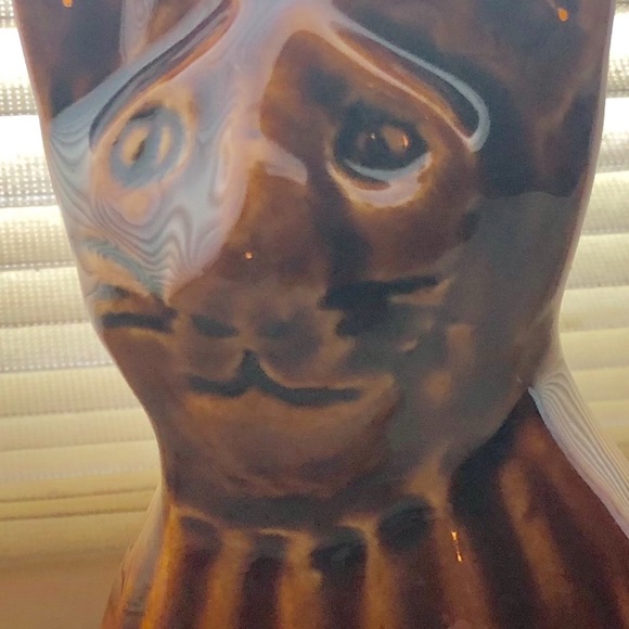 J BEAUMONT BROWN GLAZED CAT FIGURE,signed,maryland - Picture 4 of 6